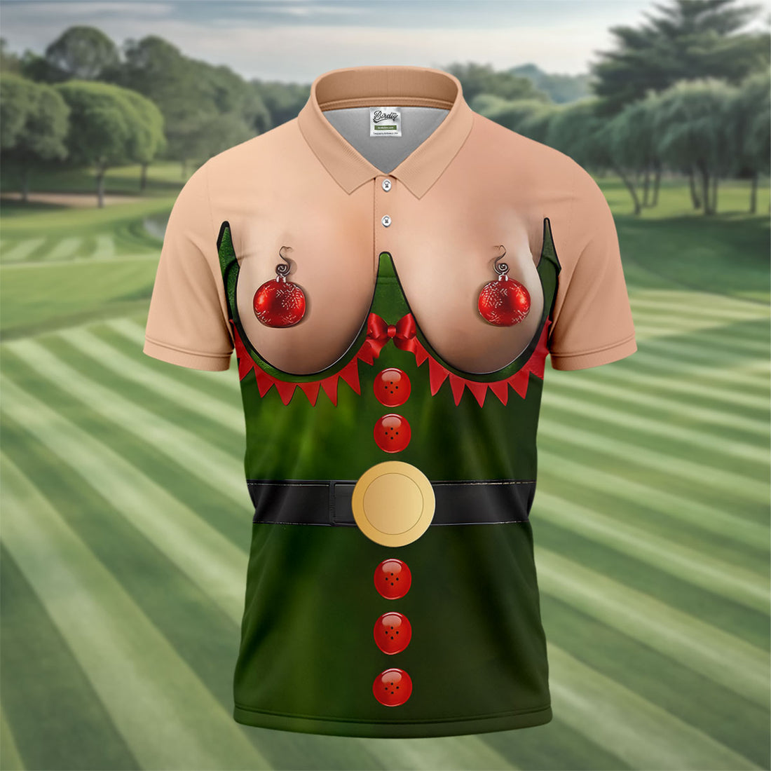 Funny Elf Costume Ornament Christmas Golf Shirt, Ugly Christmas Shirt, Christmas Golf Shirt