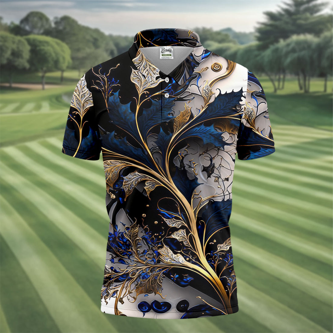 Baroque Floral Hawaiian Golf Shirt, Retro Golf Shirt, Men's Golf Shirt, Polo Shirts For Men