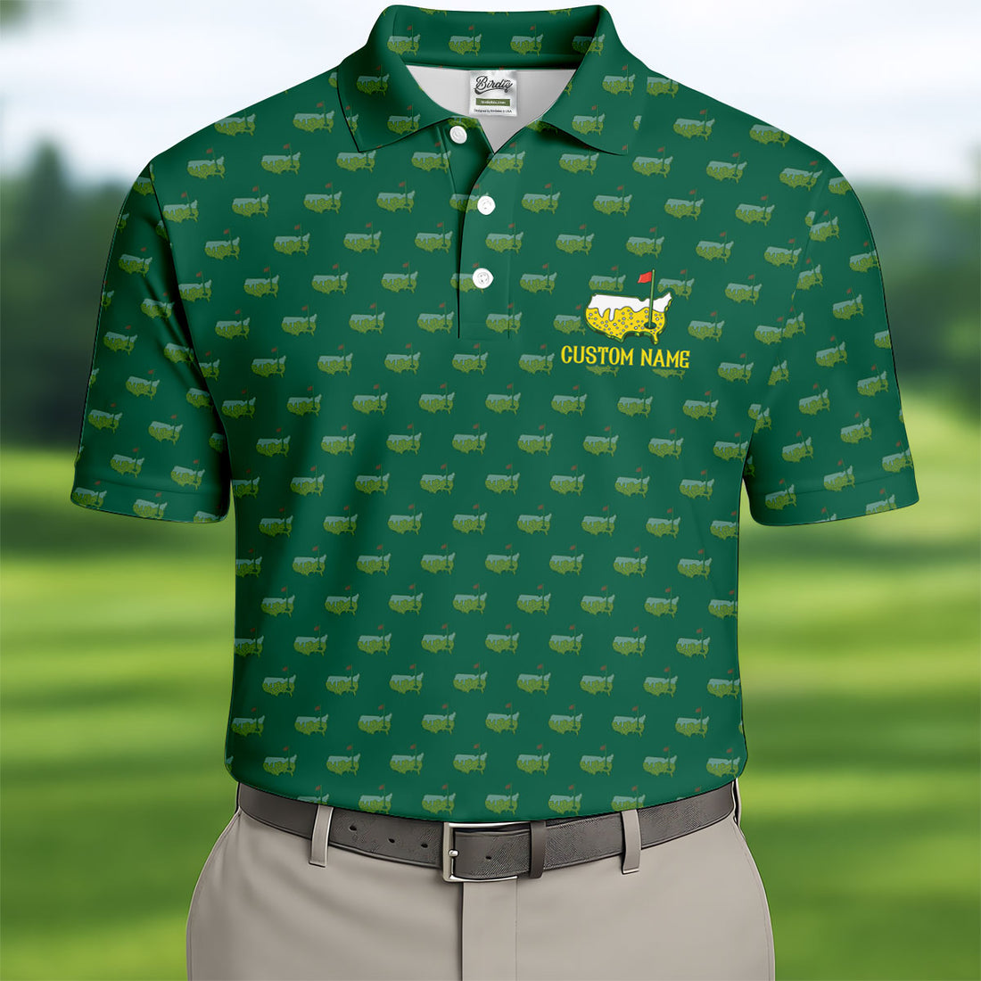 Beer Golf Course Seamless Pattern Performance Golf Shirt, Golf Tournament Golf Tops For Men, Golf Shirts For Men