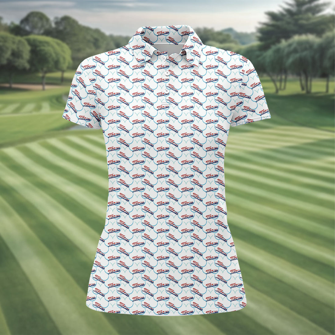 Funny Adult 250th Anniversary Red White Blue Women's Golf Tops, 4th Of July Ladies Golf Shirts