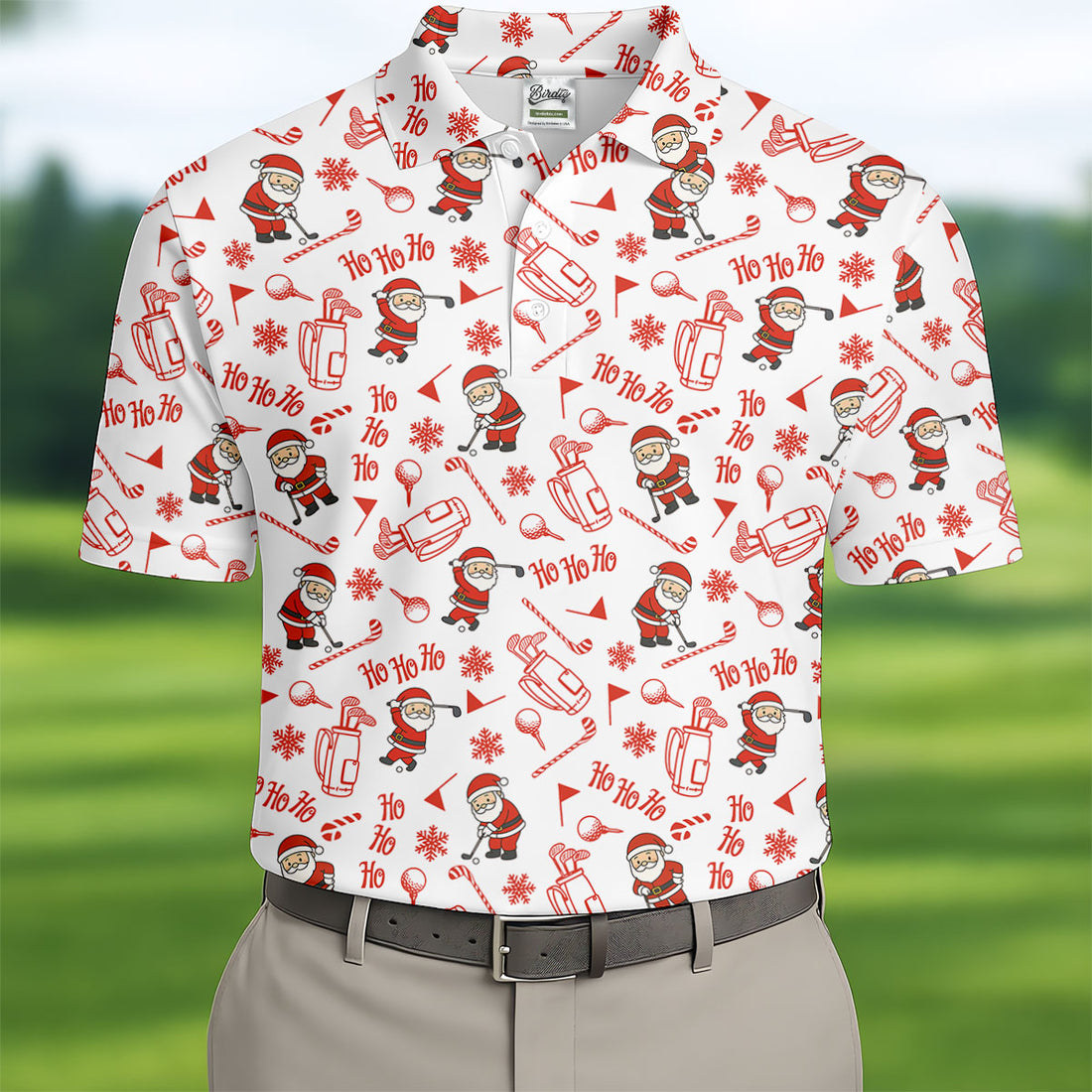 Ho Ho Ho Merry Christmas Funny Print Christmas Golf Shirt, Golf Shirts For Men, Golf Gift For Men