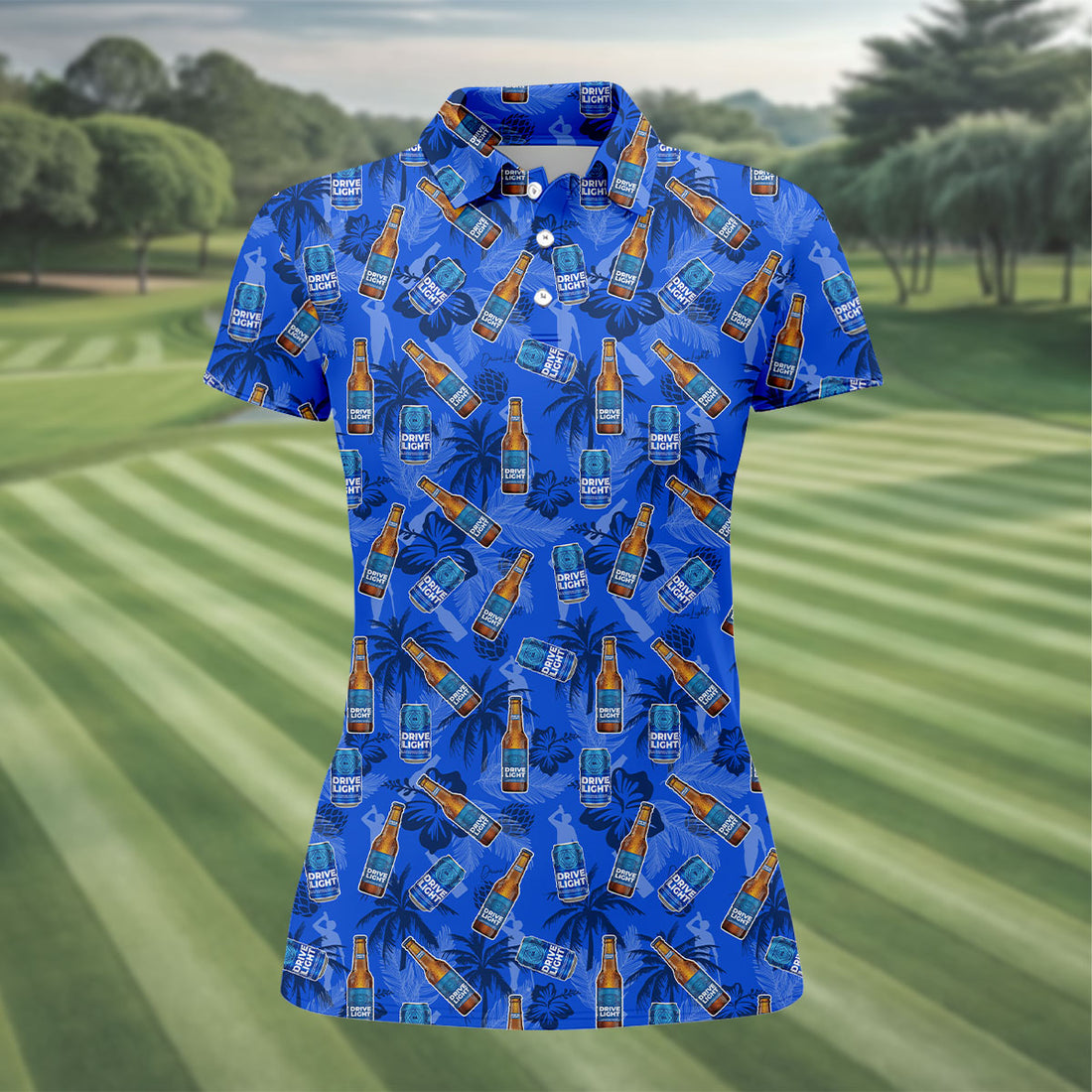 Drive Light Golf And Beer Tropical Pattern Fun Golf Shirt, Golf Shirt For Women, Ladies Golf Shirts