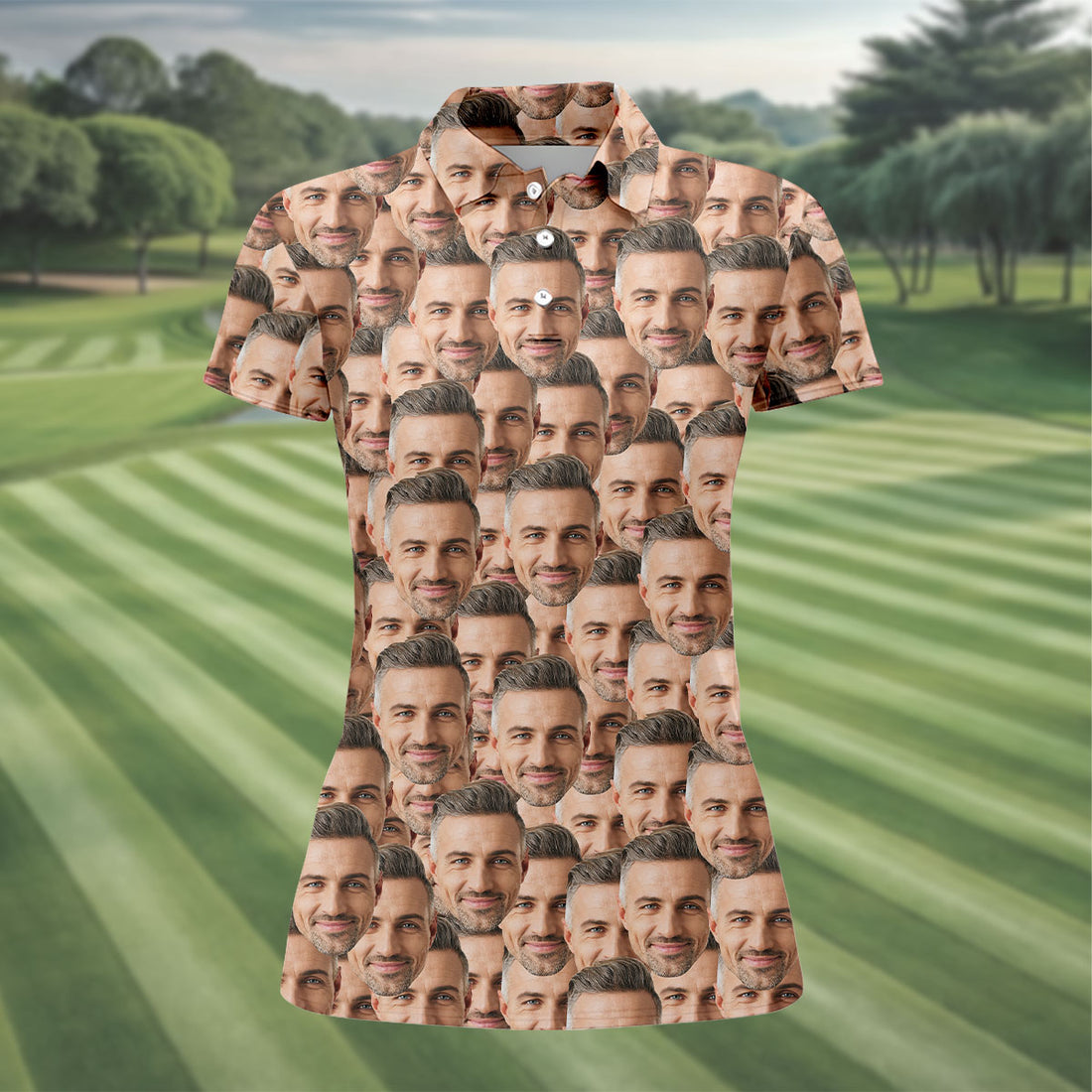 Custom Face All Over Print Fun Women's Golf Shirts, Valentines Golf Gift, Ladies Golf Polos
