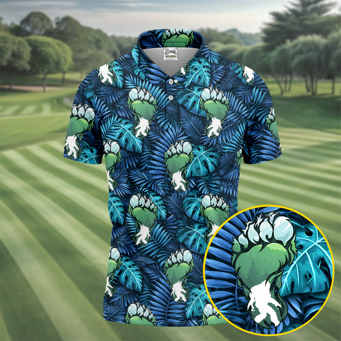 Funny Zombie Hulk Hand Tropical Golf Polo Shirt, Hawaiian Golf Shirt, Golf Shirts For Men