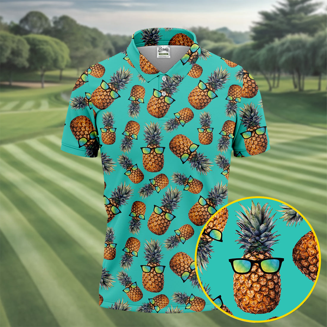 Cool Pineapple Tropical Theme Hawaiian Golf Shirt, Polo Shirts For Men, Golfing Apparel