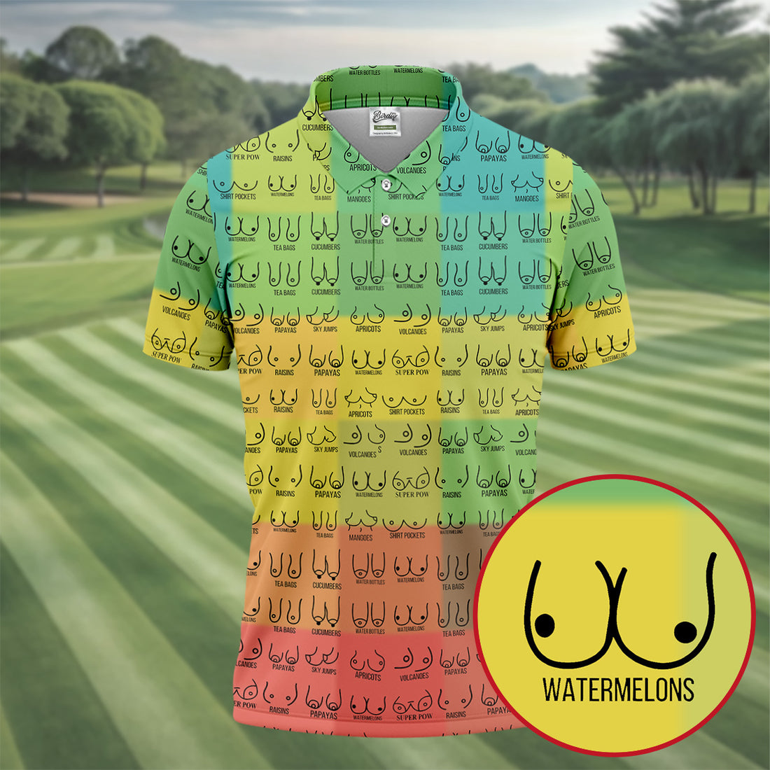 Watermelons Funny Boob Pattern Golf Polo Shirt, Men's Golf Shirt, Printed Golf Shirts