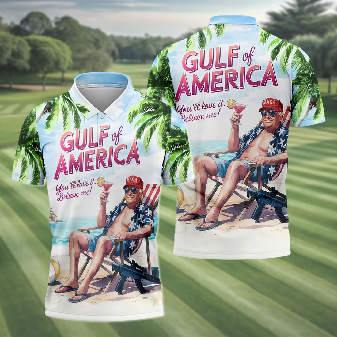 Gulf Of America Shirt, US Patriotic Pride Unisex Tropical Hawaiian Aloha Shirt, USA Golf Shirt