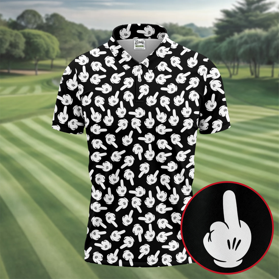 Funny Middle Finger Hand Golf Polo Shirt, Printed Golf Shirts, Golf Polo Shirts For Men
