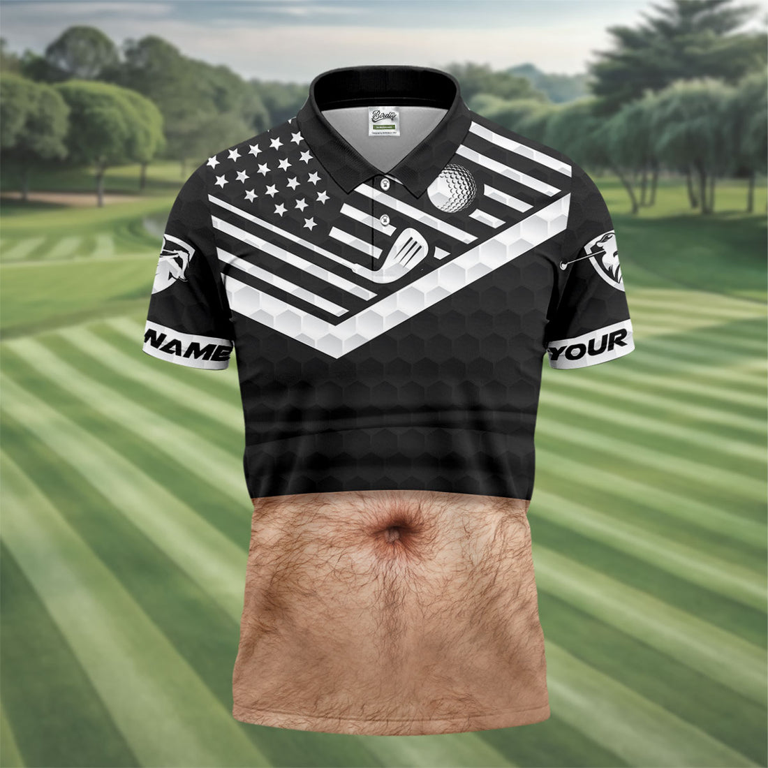 Personalized Hairy Beer Belly Golf Polo Shirt, Golf Polo Shirts For Men, Mens Golf Apparel