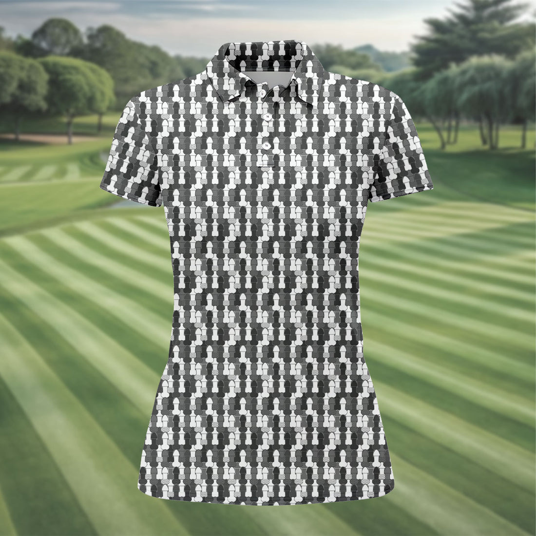 Funny Dirty Grey And White Women's Golf Tops, Fun Women's Golf Shirts, 250th Anniversary Ladies Golf Shirts