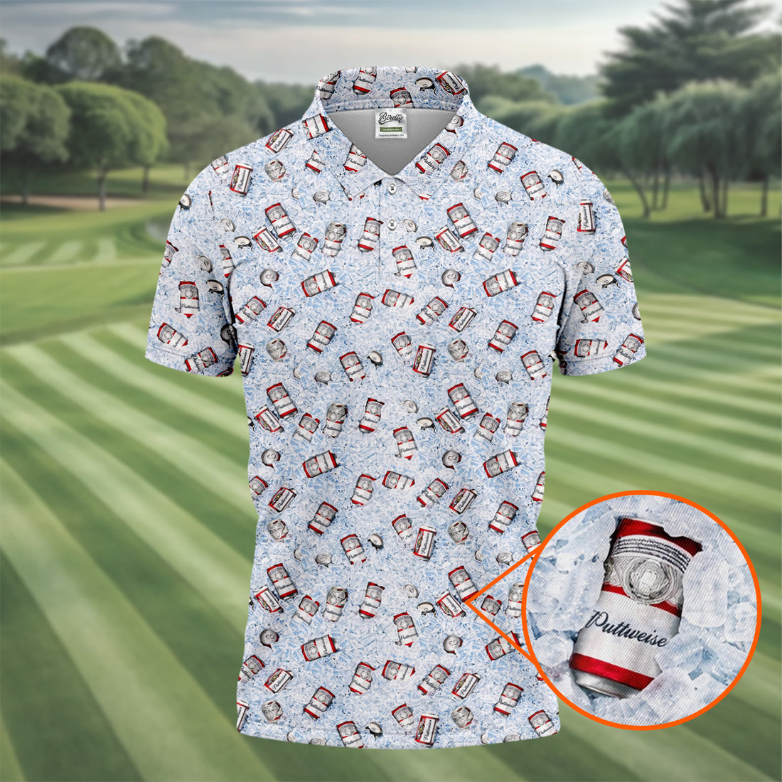 Puttweiser Men's Funny Golf Shirts, Golf And Beer Polo Shirts For Men, Golf Shirts For Men