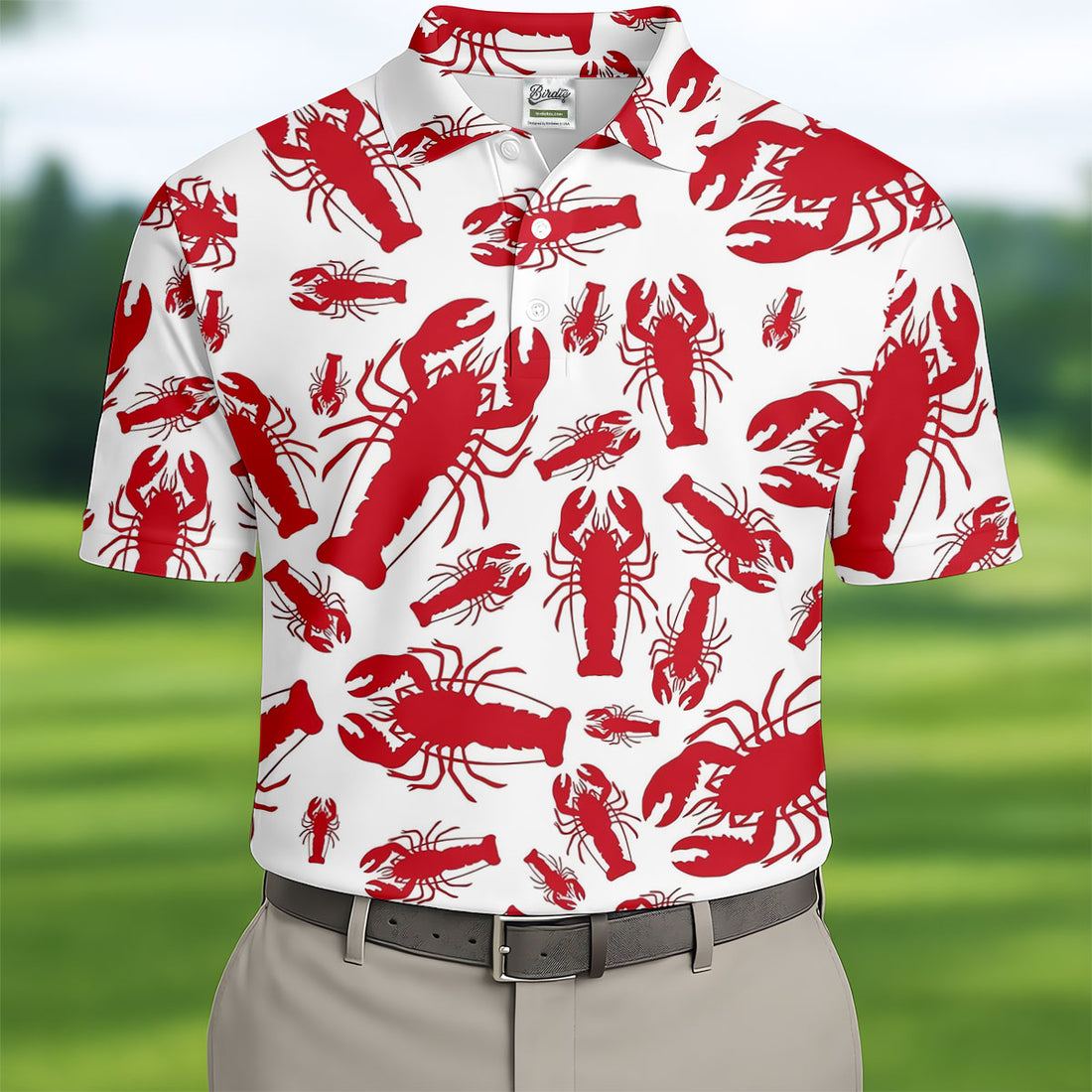 Lobster Pattern Vintage Hawaiian Golf Shirt, Men's Golf Shirt, Polo Shirts For Men