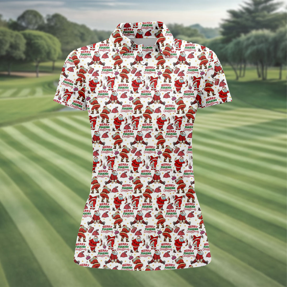 Merry Freaking Christmas Funny Santa Christmas Golf Shirt, Funny Women's Golf Outfits, Golf Gift For Ladies