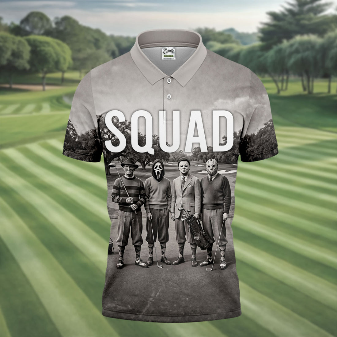 Horror Golfer Squad Halloween Golf Polo Shirt, Golf Shirts For Men, Printed Golf Shirts