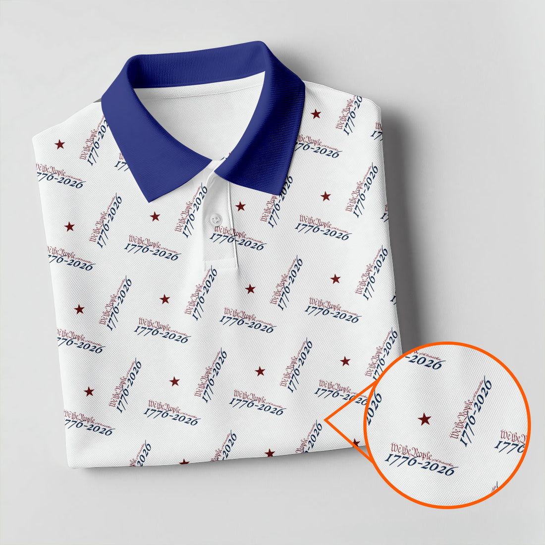 We The People 1776-2026 White Golf Shirt, 250th Anniversary Patriotic Golf Shirt, Golf Shirts For Men, Polo For Men