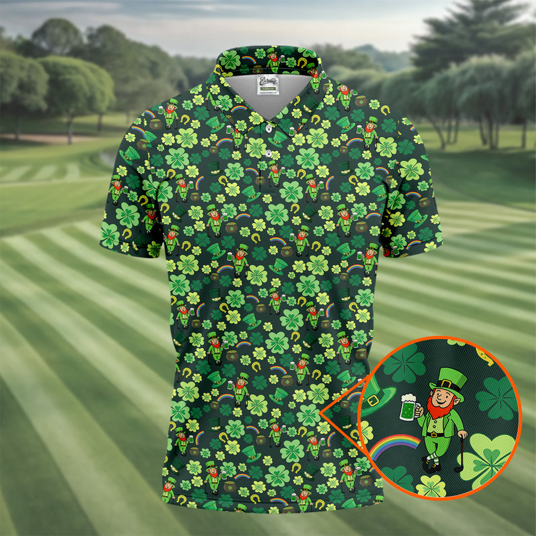 Shamrock St Patrick's Day Dark Green Golf Shirt, Polo Shirts For Men, Golf Shirts For Men, Golfing Apparel