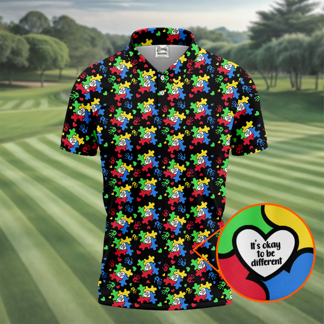 It's Okay To Be Different Autism Puzzle Golf Tops For Men, Autism Awareness Colors Golf Shirts For Men