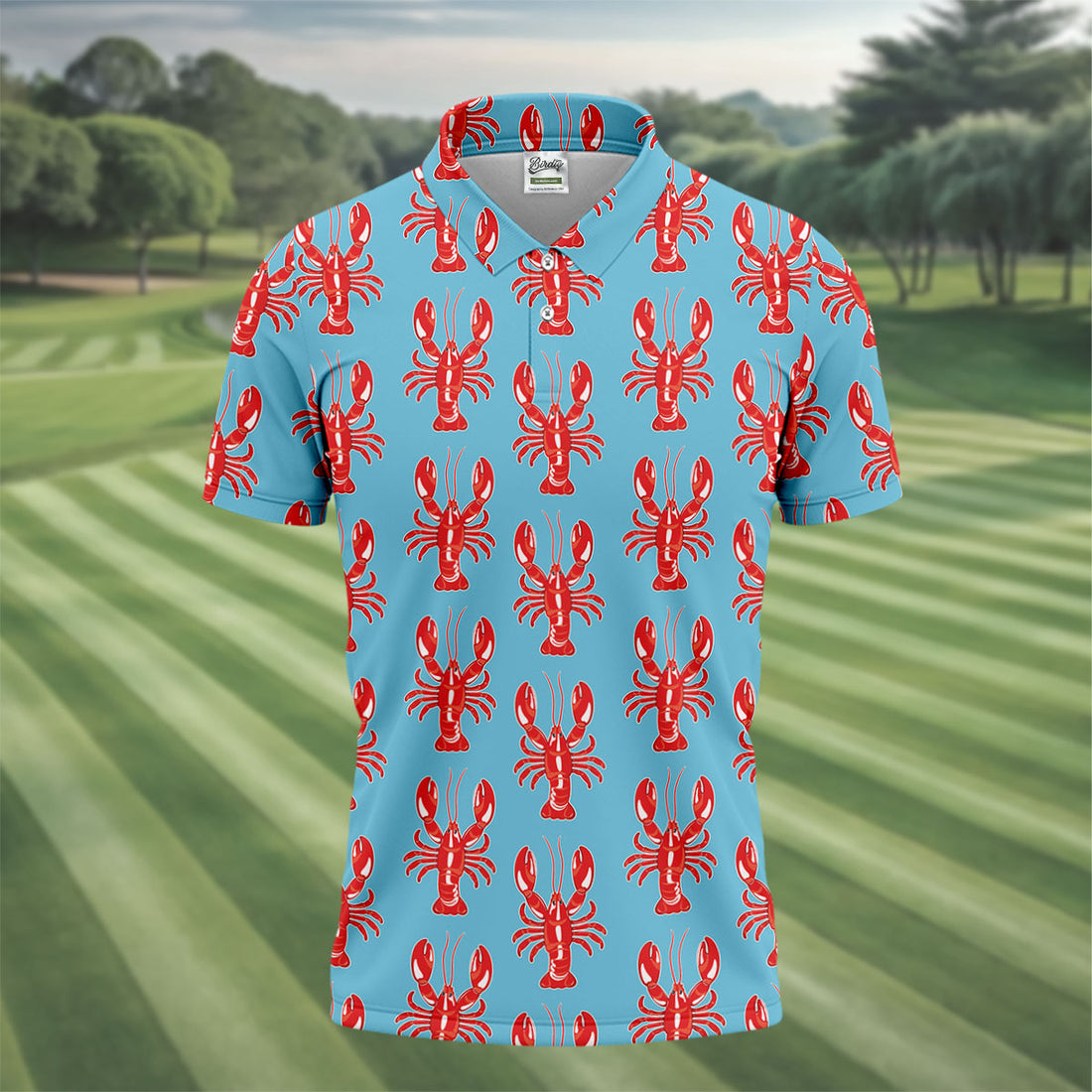 Big Red Lobster Hawaiian Golf Shirt, Retro Golf Shirt, Men's Golf Shirt, Polo Shirts For Men