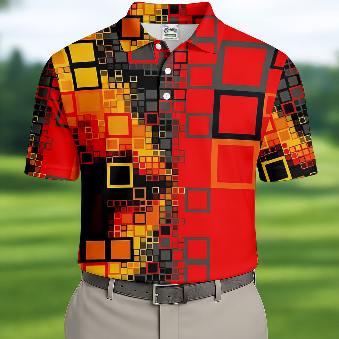 Geometric Abstract Art Hawaiian Golf Shirt, Retro Golf Shirt, Men's Golf Shirt, Polo Shirts For Men