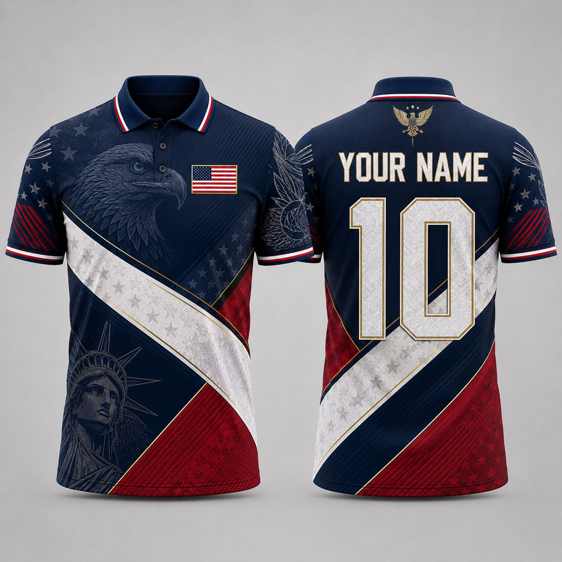 Patriotic American Flag Fooball Shirt, USA Football National Team V-Neck For Men, Father's Day Presents