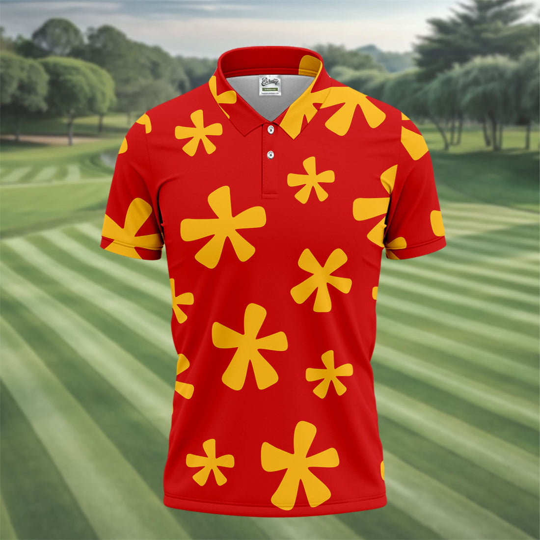 Red Hawaiian Floral Pattern Golf Polo Shirt, Hawaiian Golf Shirt, Golf Polo Shirts For Men
