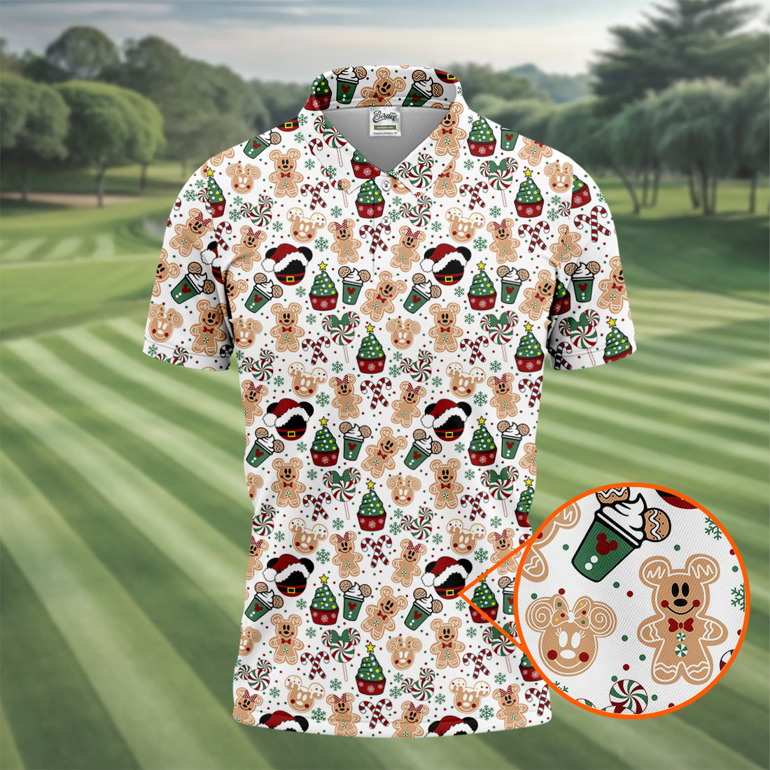 Christmas Sweets Pattern Golf Tops For Men, Cartoon Print Polo Shirts For Men, Christmas Golf Shirt, Golfing Apparel