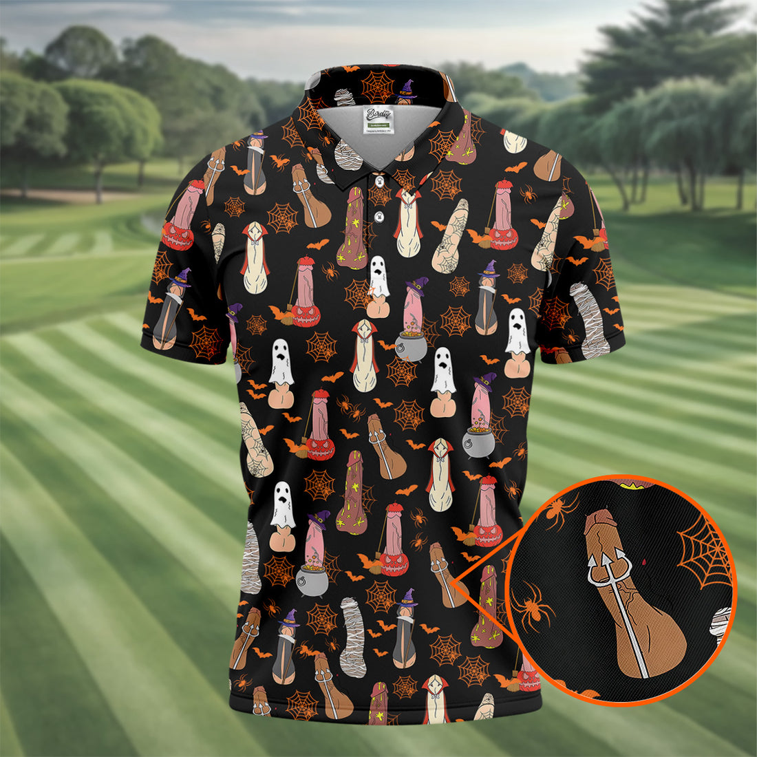 Funny Dirty Black Halloween Golf Shirt, Men's Funny Golf Shirts, Halloween Gift Idea, Golfing Apparel