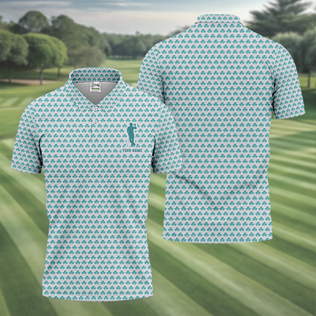 St Patrick's Day Shamrock Golf And Beer Blue And White Golf Shirt, Polo Shirts For Men, Golf Shirts For Men