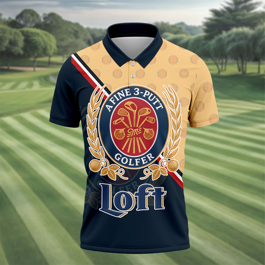 A Fine 3 Putt Golfer Badge Golf Shirt, Funny Golf Shirt, Hawaiian Golf Shirt, Long Sleeve Polo Shirts