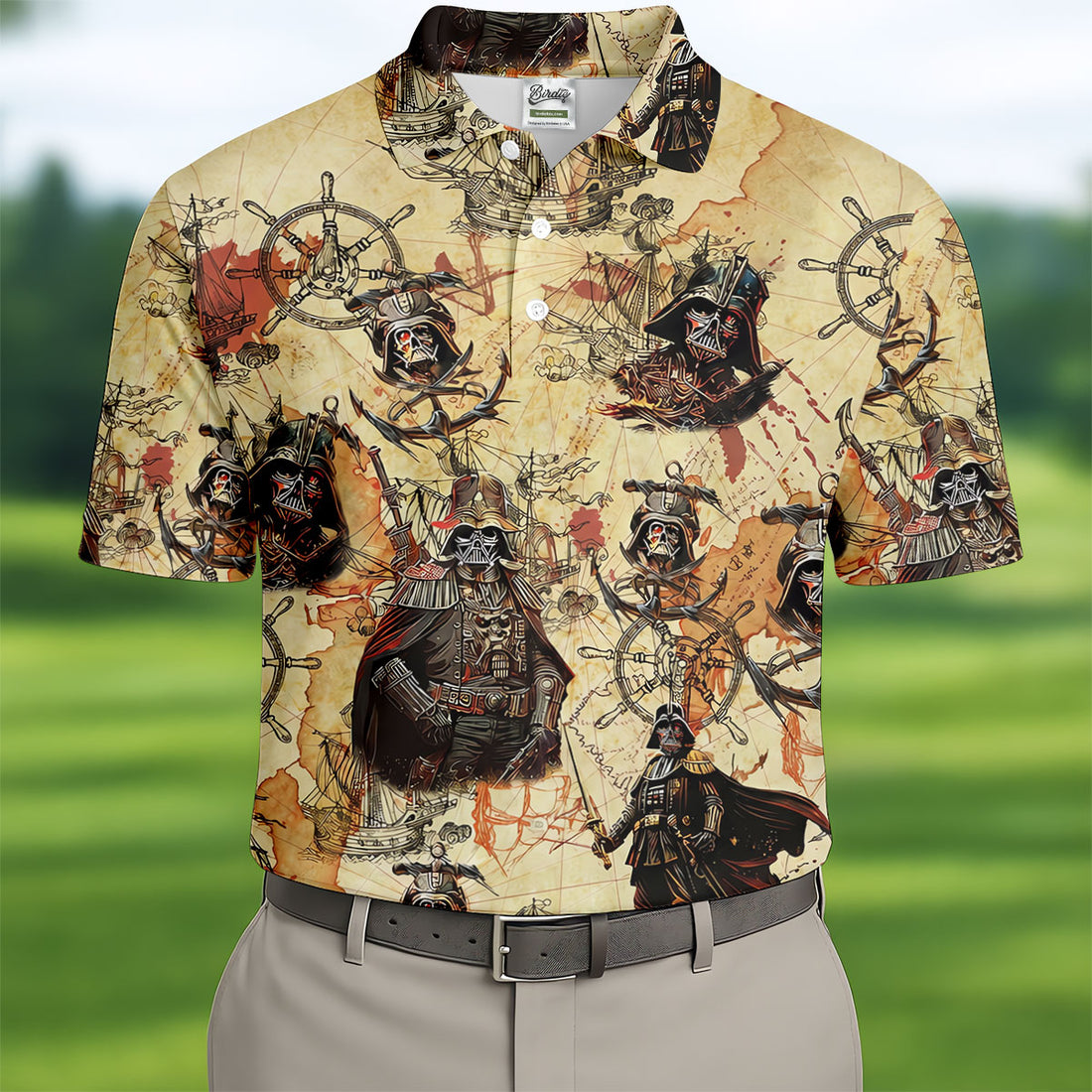 Sci-fi Character Pirate Theme Hawaiian Golf Shirt, Men's Golf Shirt, Polo Shirts For Men