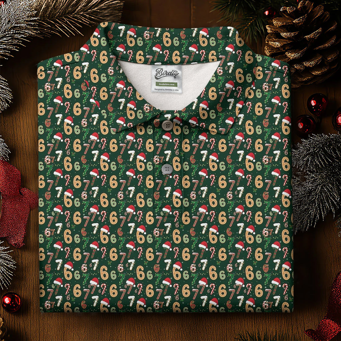 Six Seven Funny Christmas Green Golf Tops For Women, Christmas Golf Shirt, Women Golf Apparel