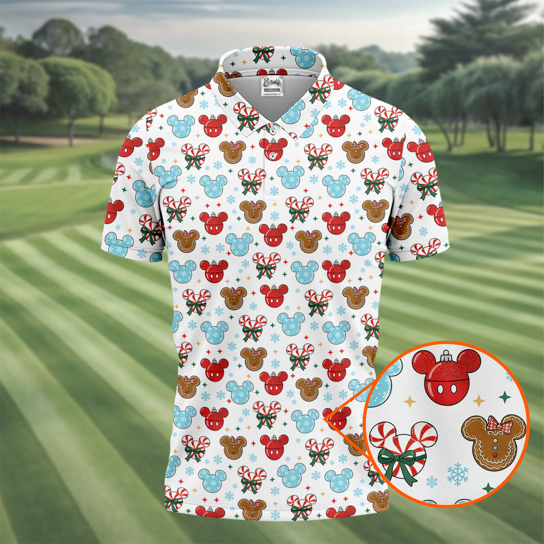 Funny Gingerbread Christmas Candy Cane Golf Tops For Men, Polo Shirts For Men, Christmas Golf Shirt