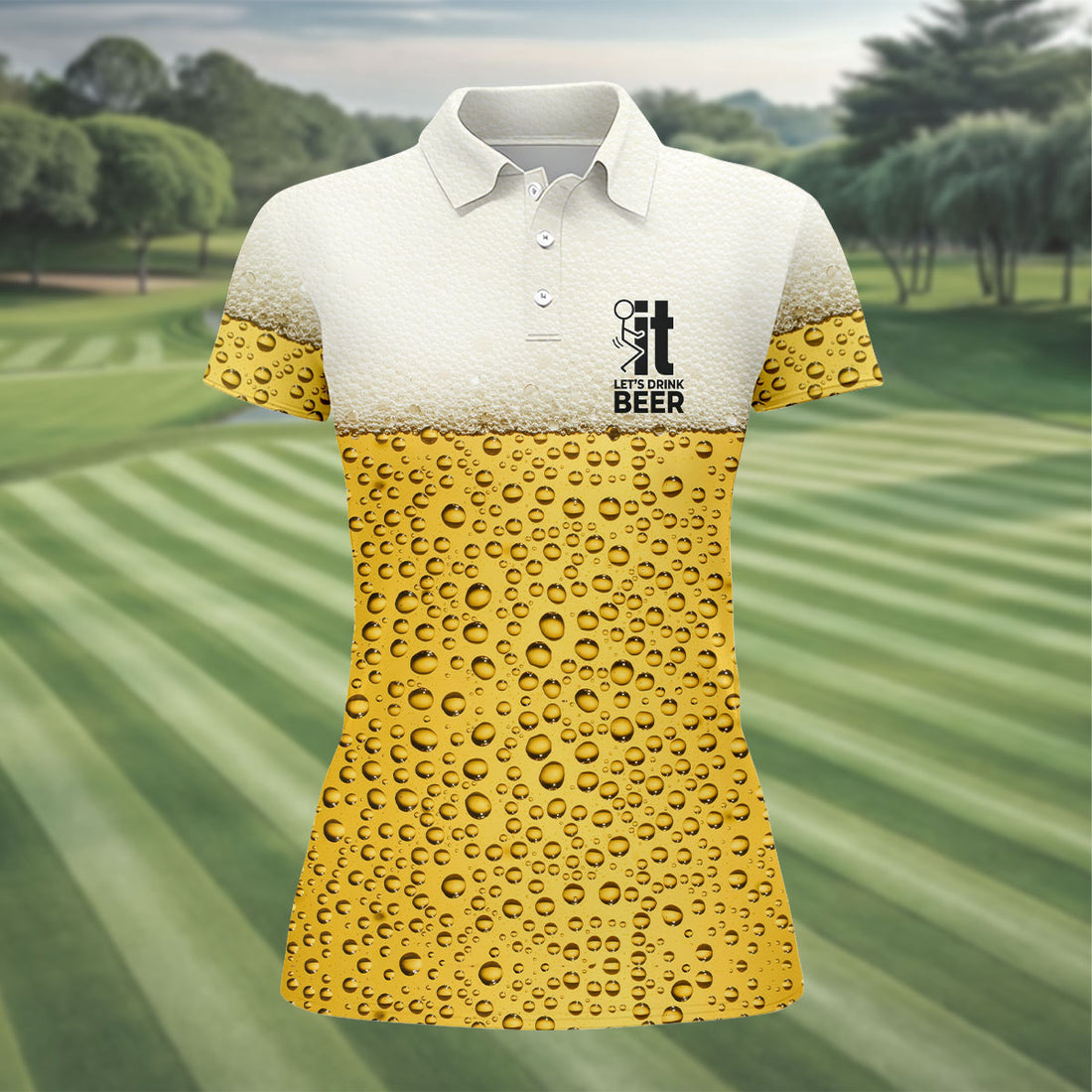 Beer Foam Sleeveless Golf Shirt, Cute Golf Outfit, Women's Golf Shirt, Golf Polo For Women