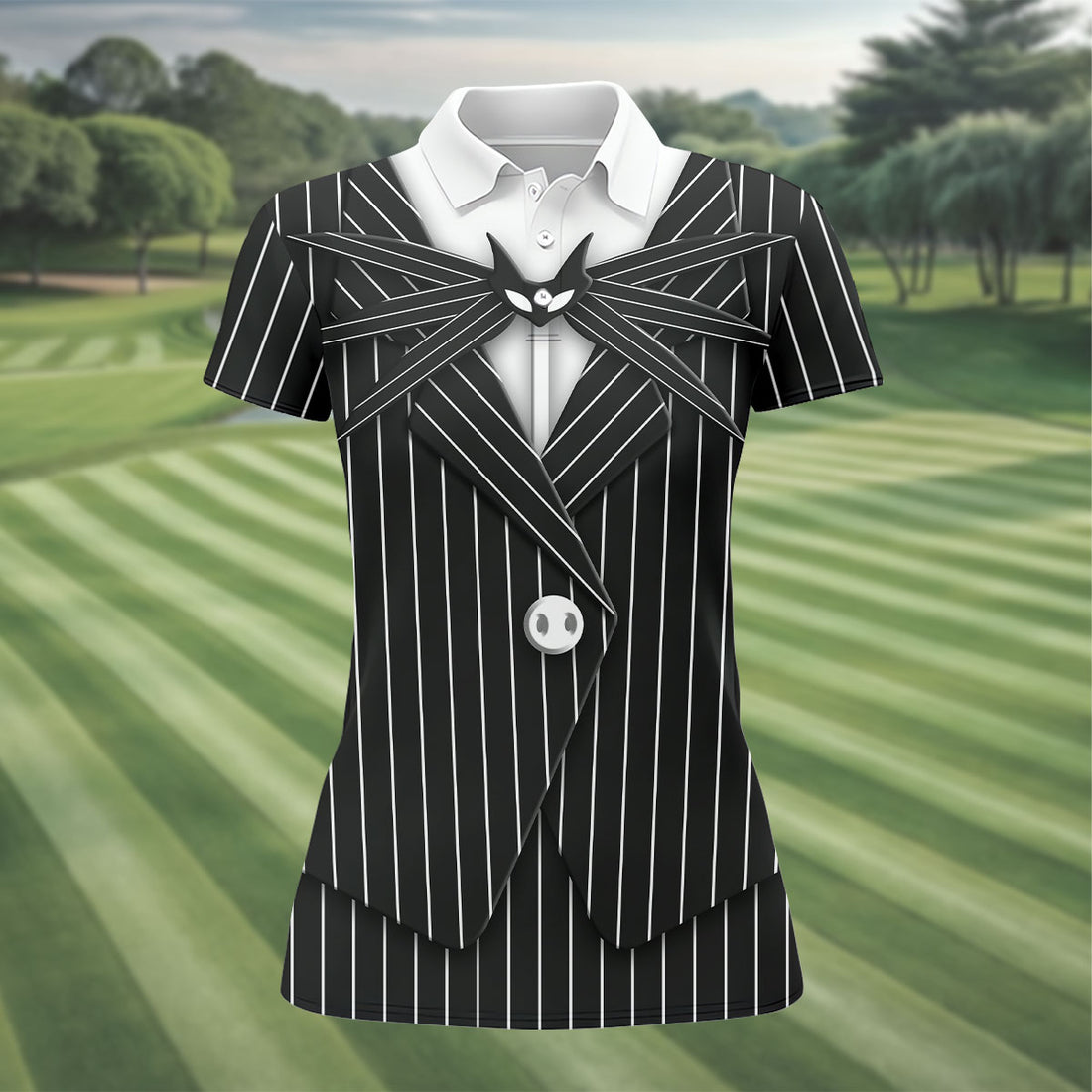 The Skeleton Man Fun Women's Golf Shirts, The Pumpkin King Ladies Golf Tops, Horror Cosplay Halloween Golf Shirt
