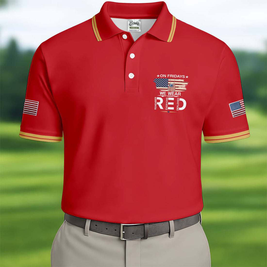 On Friday We Wear Red 250 Years Golf Tops For Men, Patriotic Father's Day Golf Shirt