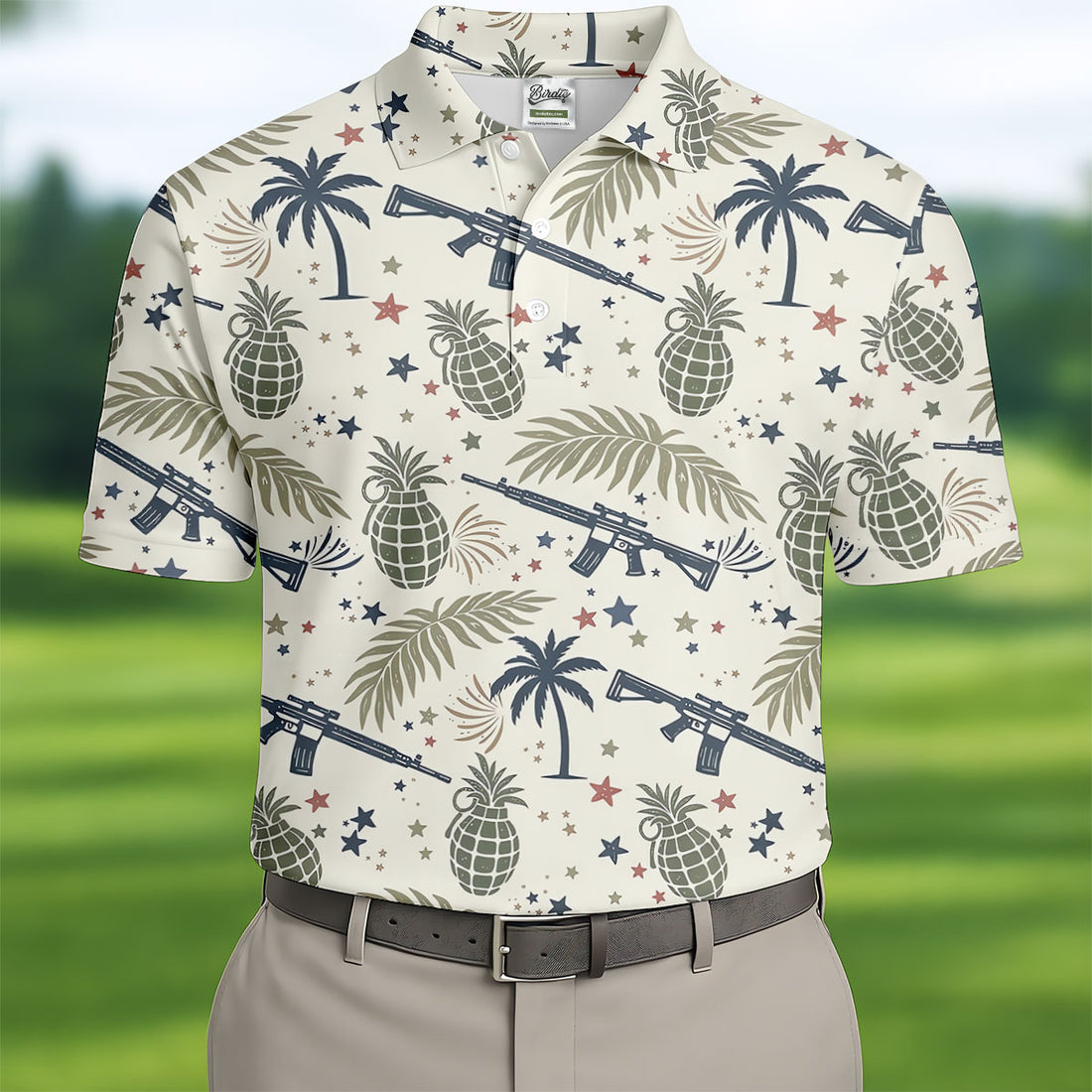 Pineapple Grenade 250 Years Tropical Theme Retro Golf Shirt, Patriotic 4th Of July Polo Shirts For Men