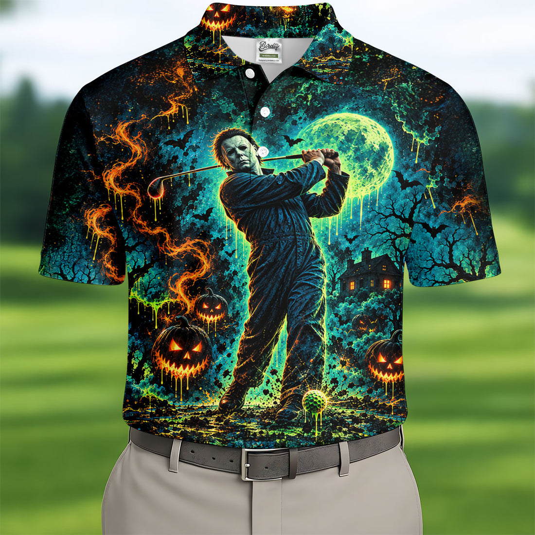 You Can't Kill Bogeyman Halloween Horror Character Polo Shirt, Golf Polo, Mens Golf Shirts