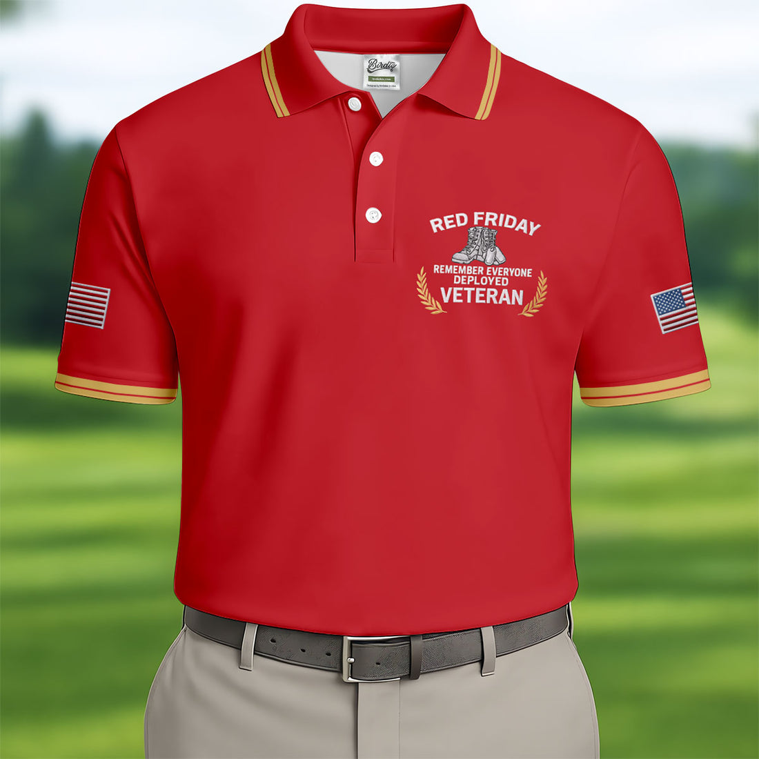 Red Friday Veteran Memorial 250 Years Golf Tops For Men, Patriotic Father's Day Golf Shirt