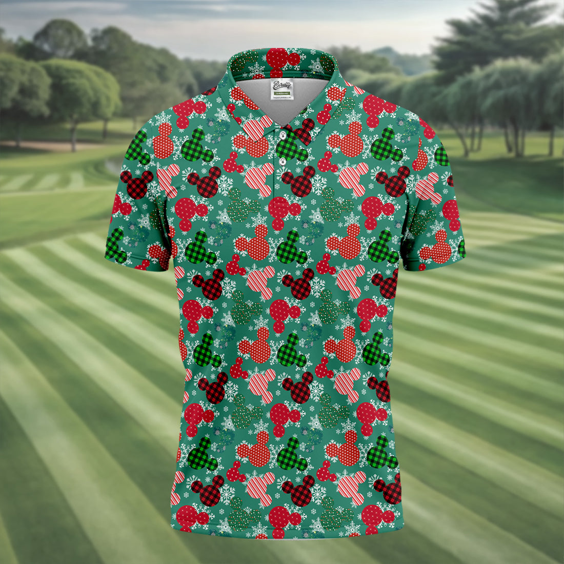 Adorable Cartoon Characters Xmas Golf Shirts, Cute Golf Outfit, Polo Shirts For Men, Christmas Golf Shirt