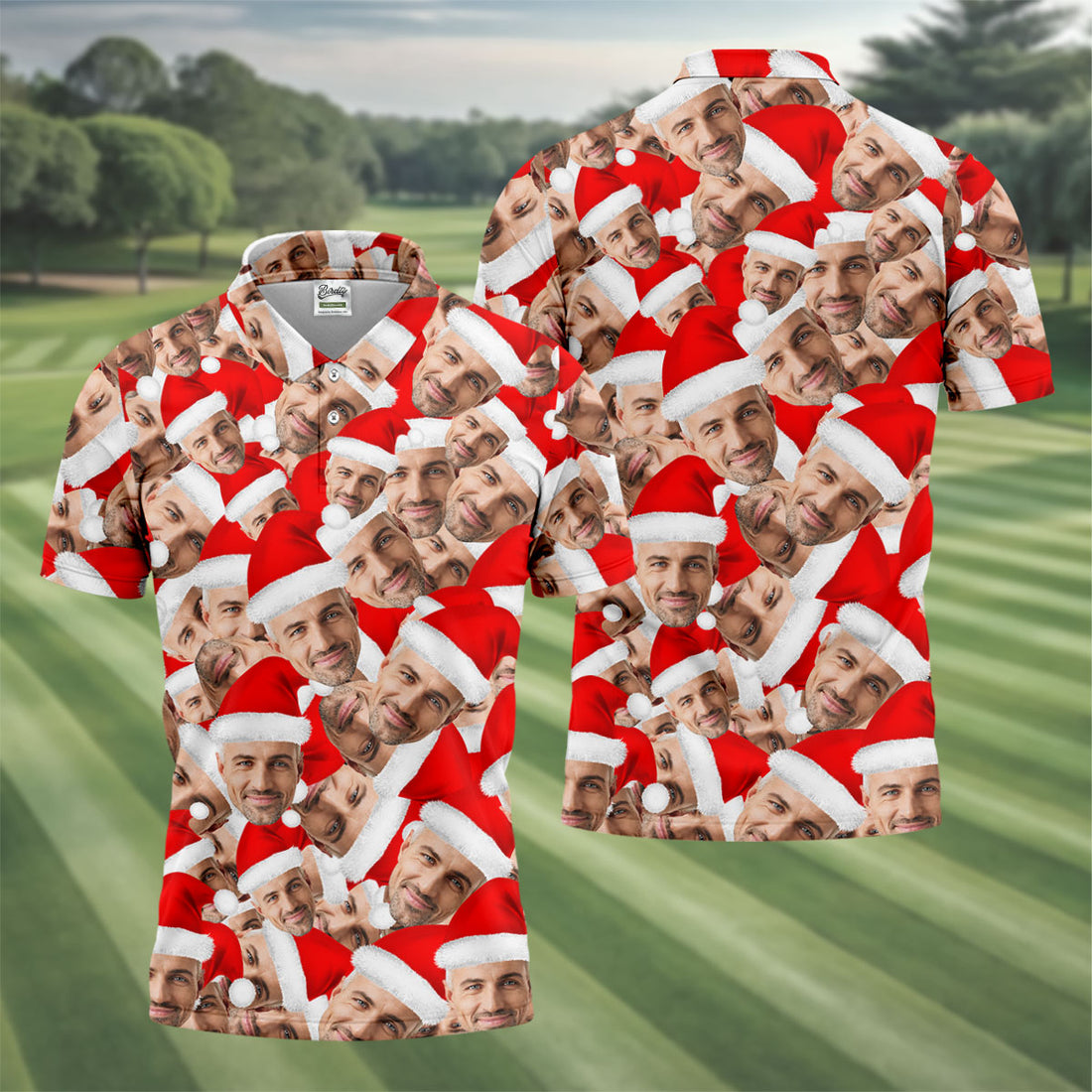 Funny Custom Face Christmas Golf Shirt, Men's Funny Golf Shirts, Polo Shirts For Men, Christmas Golf Shirt
