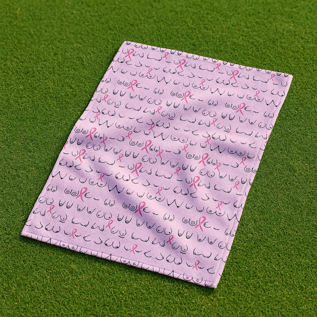 Pink Golf Towel With Ribbon Pattern, Unique Gift For Golfer, Christmas Golf Gift, Golf Accessories