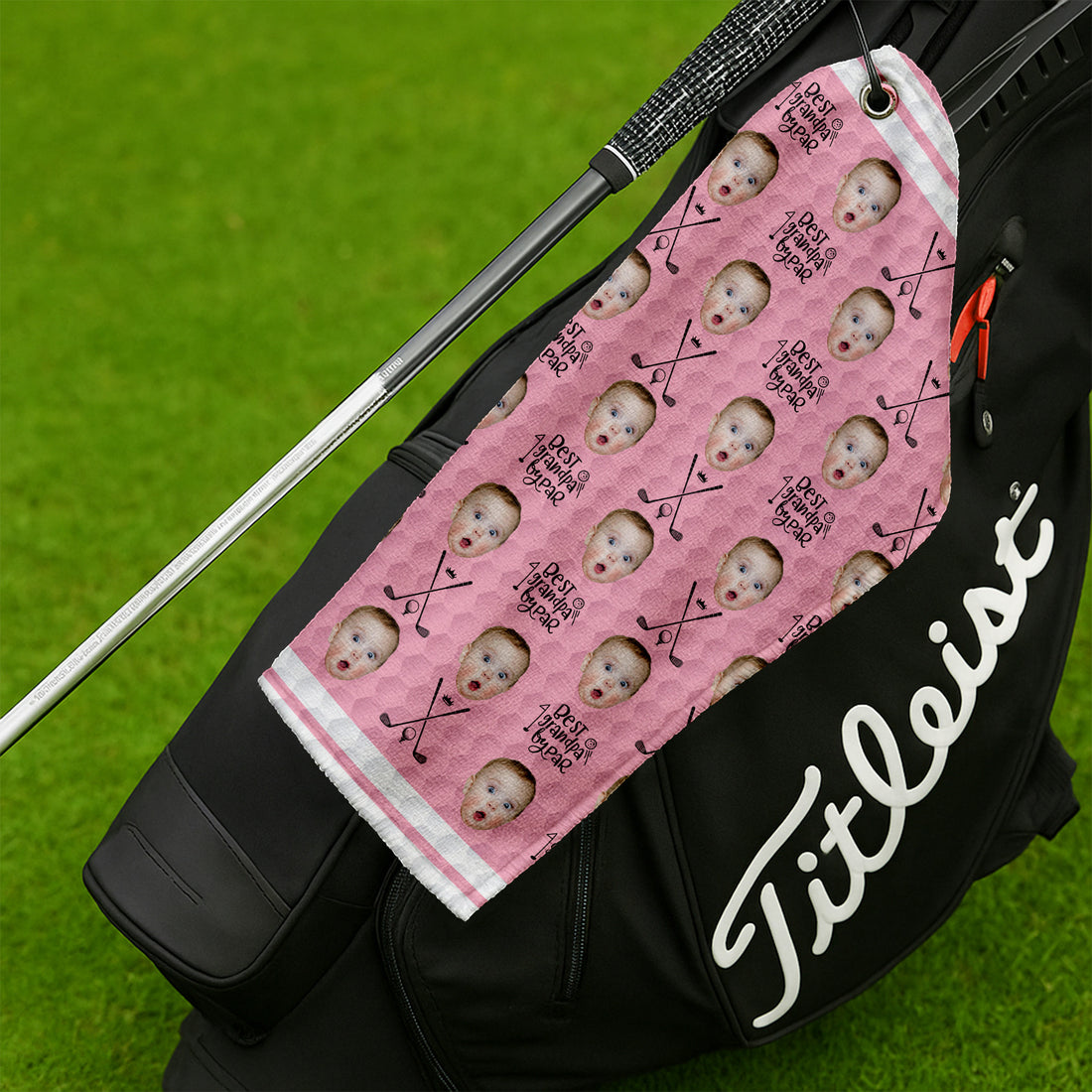 Custom Golf Towel With Kids Photo, Best Dad By Par, Dad Golf Gift, Funny Golf Towel