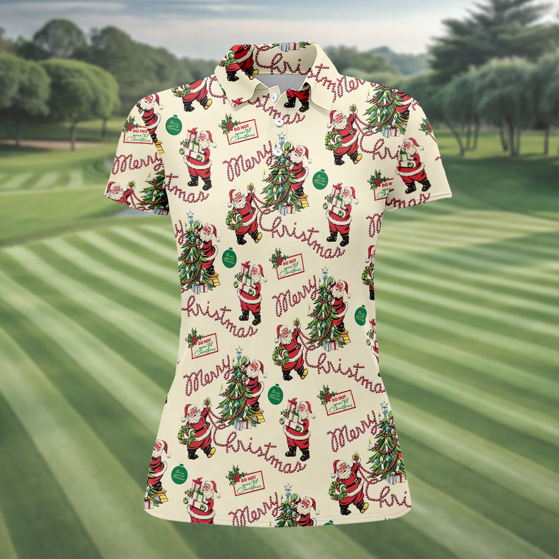 Womens Christmas Polo Shirt, Women Golf Top, Ladies Sleeveless Tops, Women's Golf Shirts