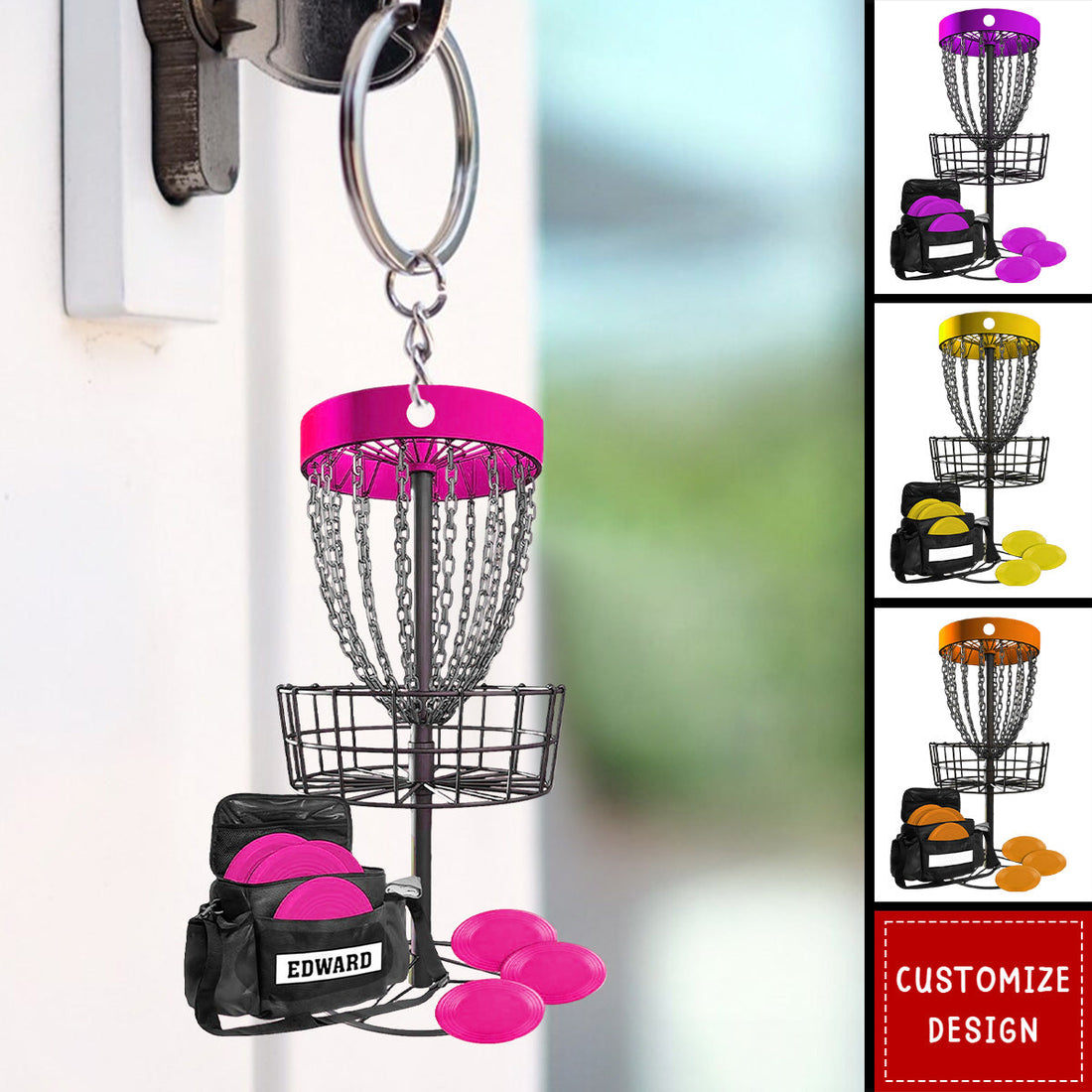Disc Golf Keychain, Personalized Key Chain, Golf Accessories, Gift For Golf Lover