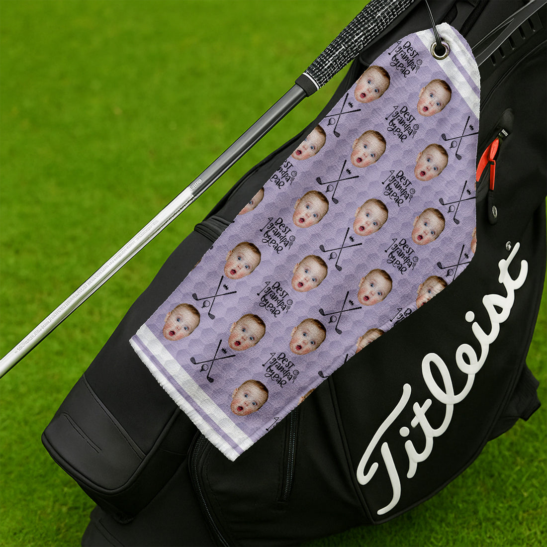 Custom Golf Towel With Kids Photo, Best Dad By Par Personalised Golf Towel, Gifts For The Golfing Dad