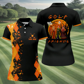 Custom Golf Friends Horror Character Halloween Polo Shirt, Womens Golf Tops, Ladies Golf Top