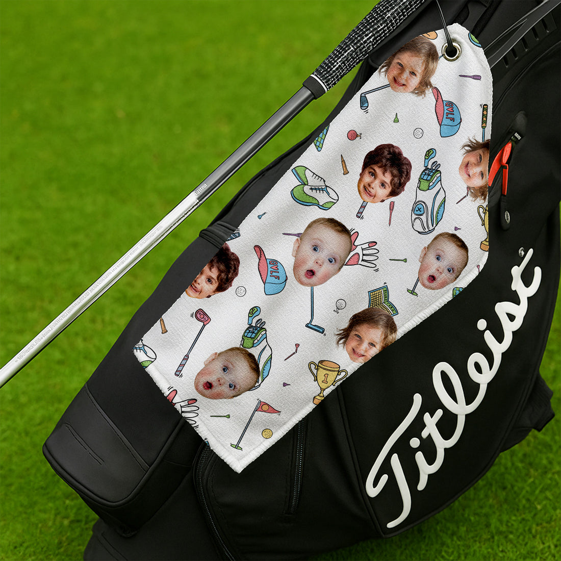 Custom Golf Towel With Kids Photo, Personalised Golf Towel, Cool Golf Towels, Christmas Golf Gift