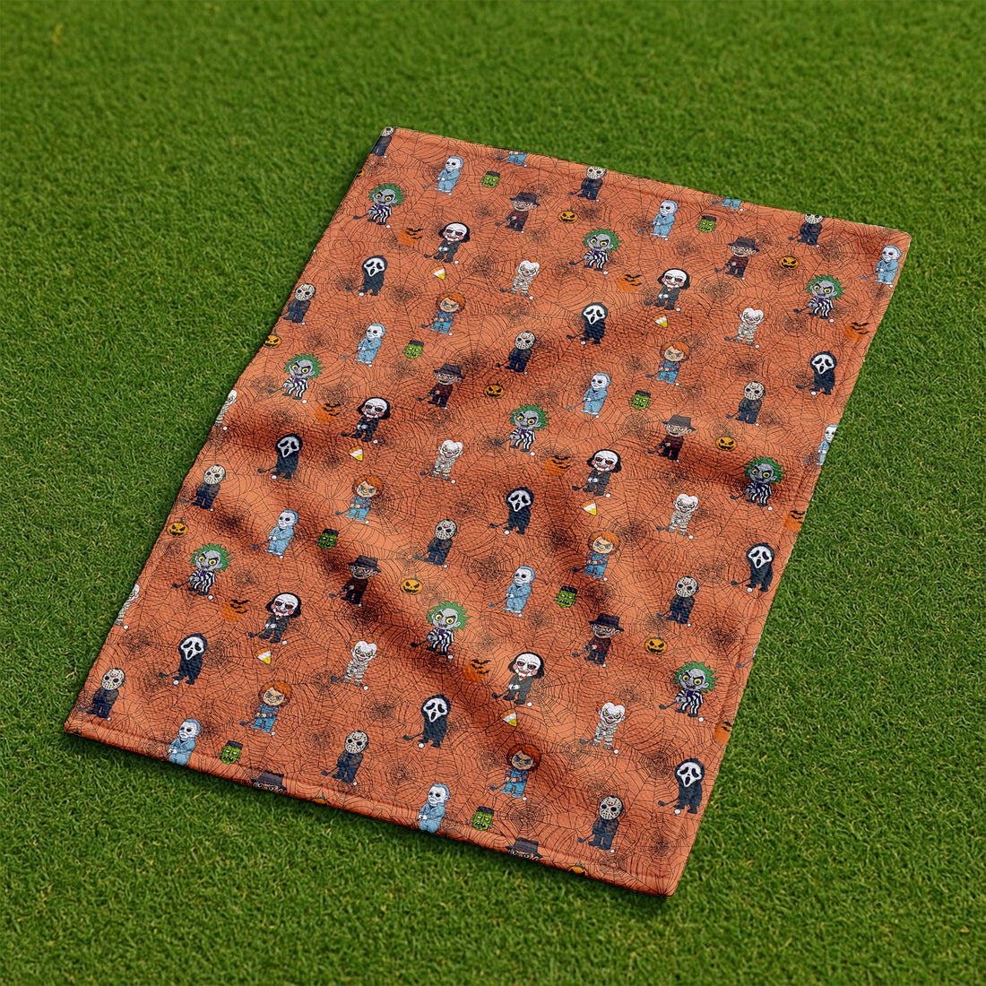 Horror Movie Characters Orange Golf Towel, Unique Gift For Golfer, Christmas Golf Gift, Golf Accessories