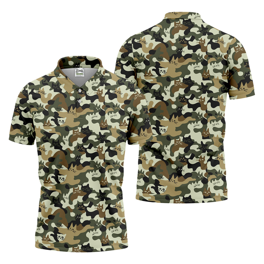Funny Cat Camo Men's Golf Polo Shirt, Cat Golf Shirt, Funny Golf Shirt, Mens Golf Gift