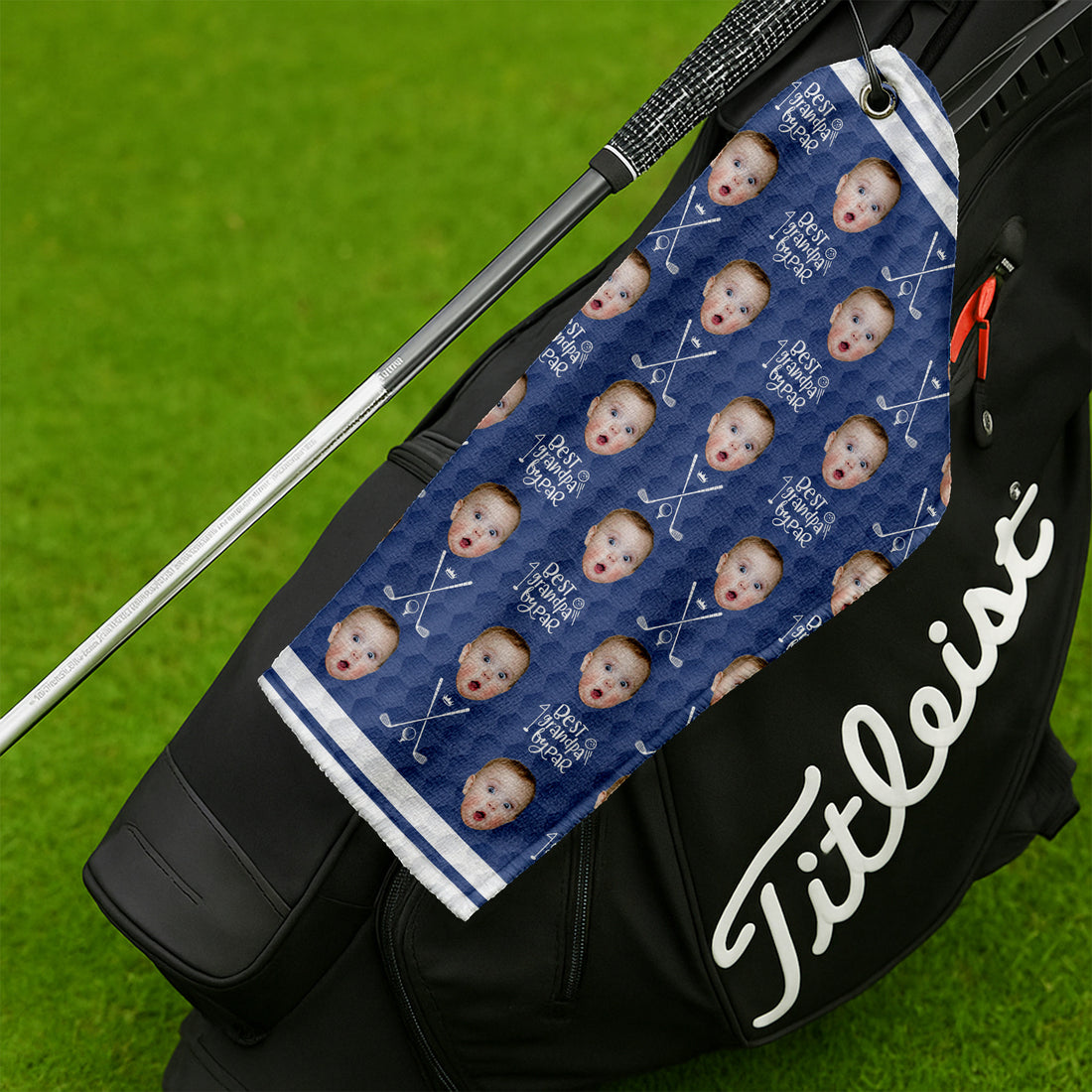 Custom Golf Towel With Kids Photo, Best Dad By Par Personalised Golf Towel, Cool Golf Towels, Dad Golf Gift